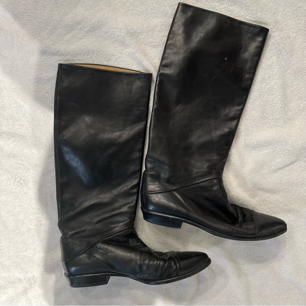 Black Joan and David Leather Knee-High Boots Size 10